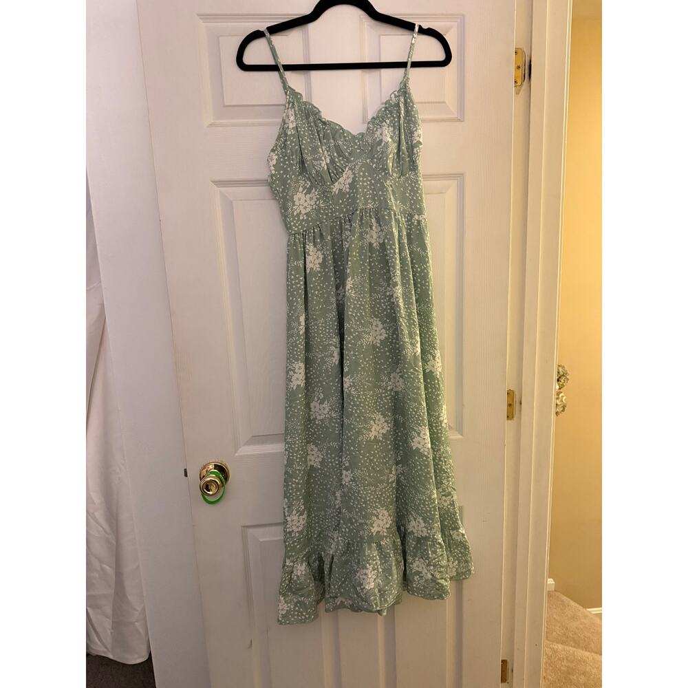 Simplee Apparel Sage Green Floral Mini Dress